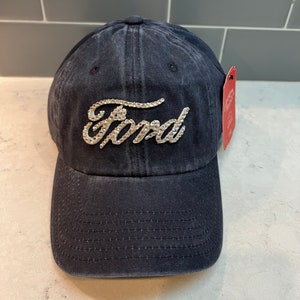 Navy Ford motors bling hat - Swarovski Crystal hats - Sparkle Ford Caps - American Needle