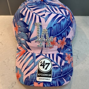 Floral LA Dodgers Swarovski Crystal Hat - Bling Dodgers Hat - Sparkle MLB Caps