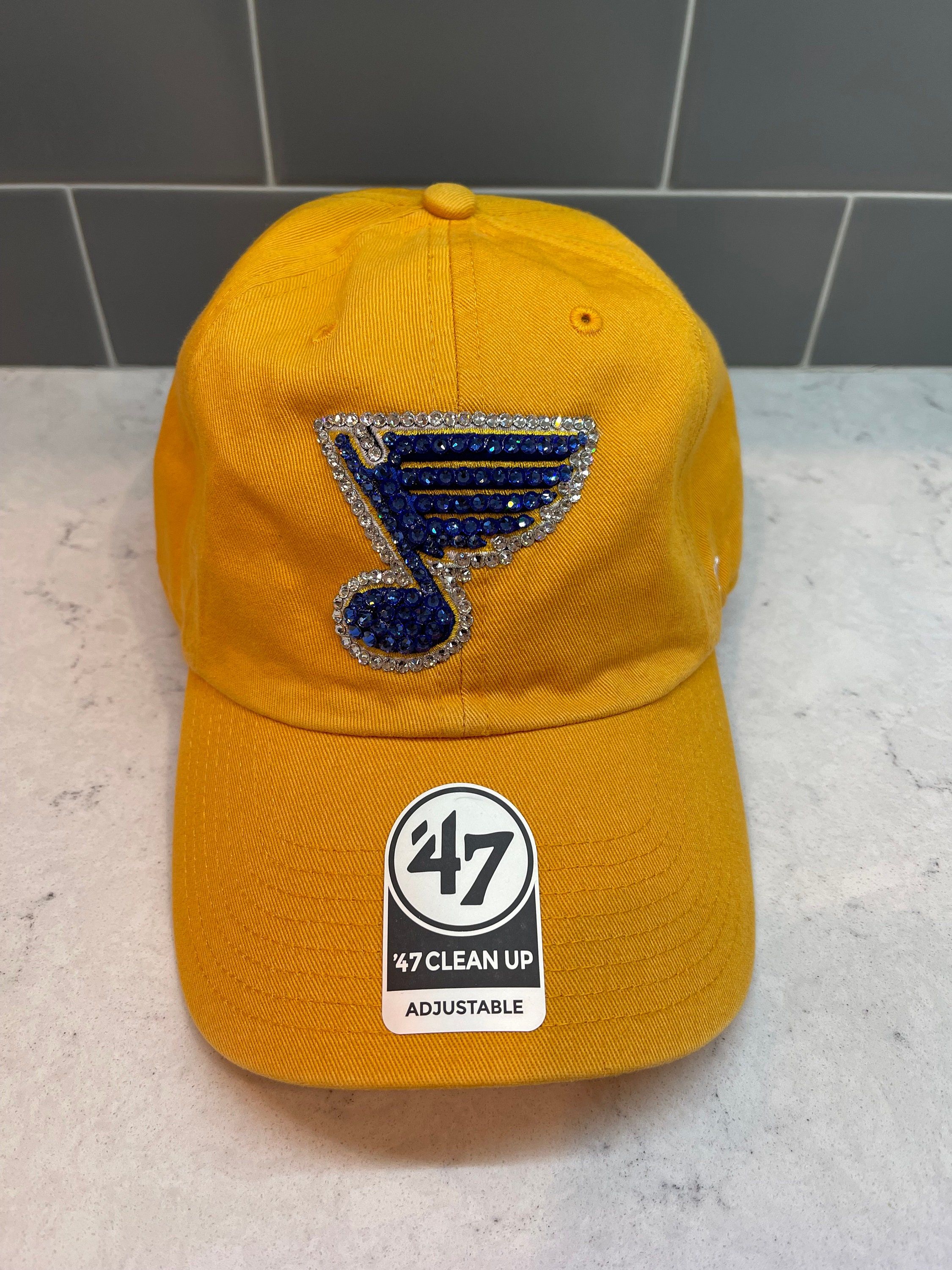 Yellow STL Blues Bling Hat Austrian Crystal Hats '47 