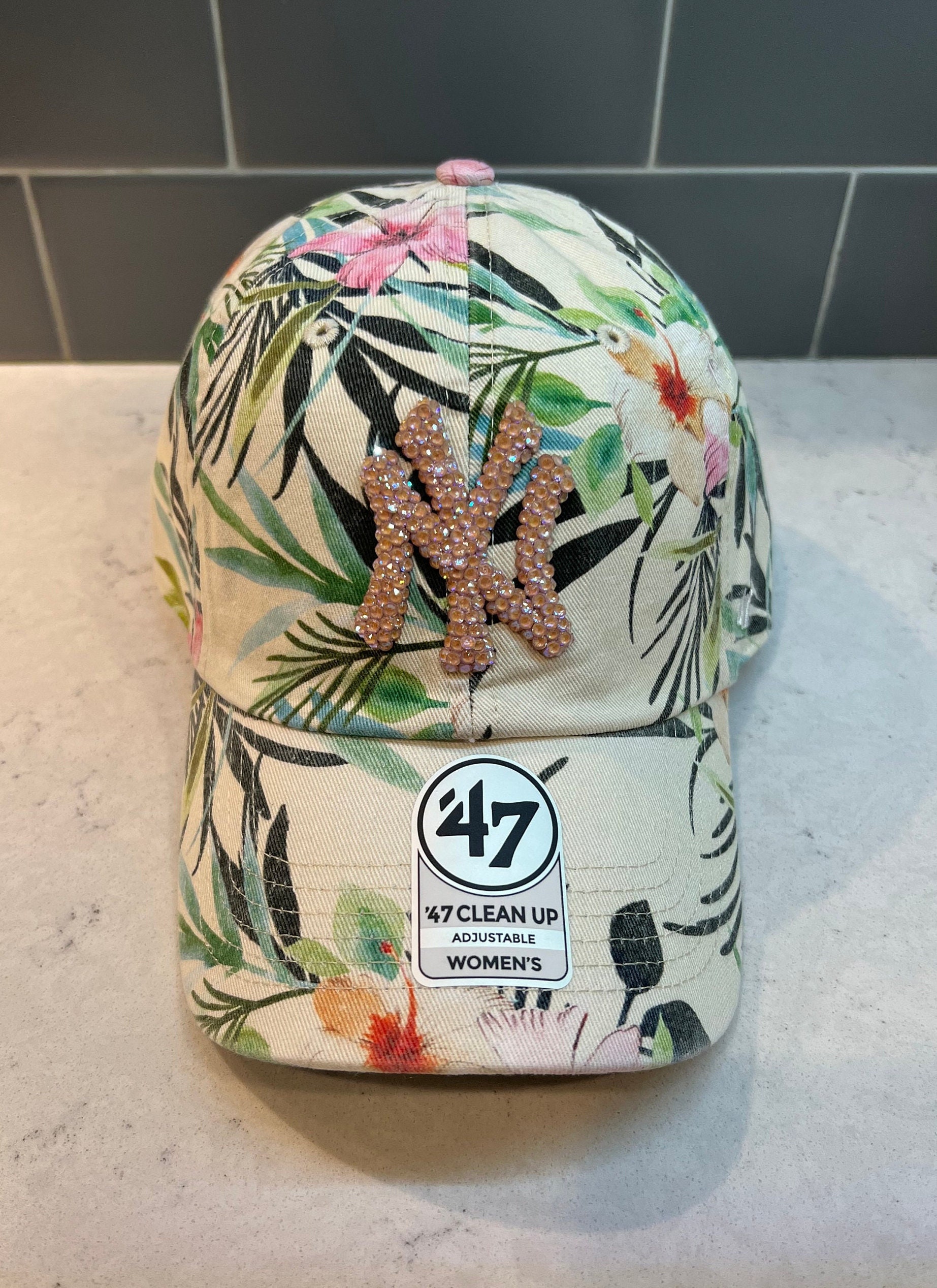 Floral NY Yankees Bling Hat Austrian Crystal Hats '47 -  Israel