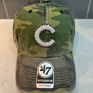 Camo Chicago Cubs Bling Hat - Swarovski Crystal Hats - &#39;47 Clean Up - Sparkle MLB Caps
