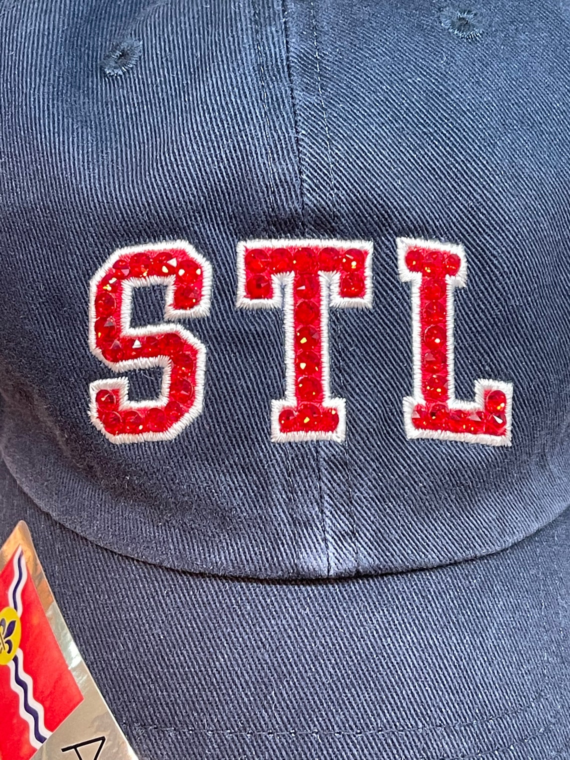 Navy STL Swarovski Crystal hat Arch Apparel hats STL logo Etsy