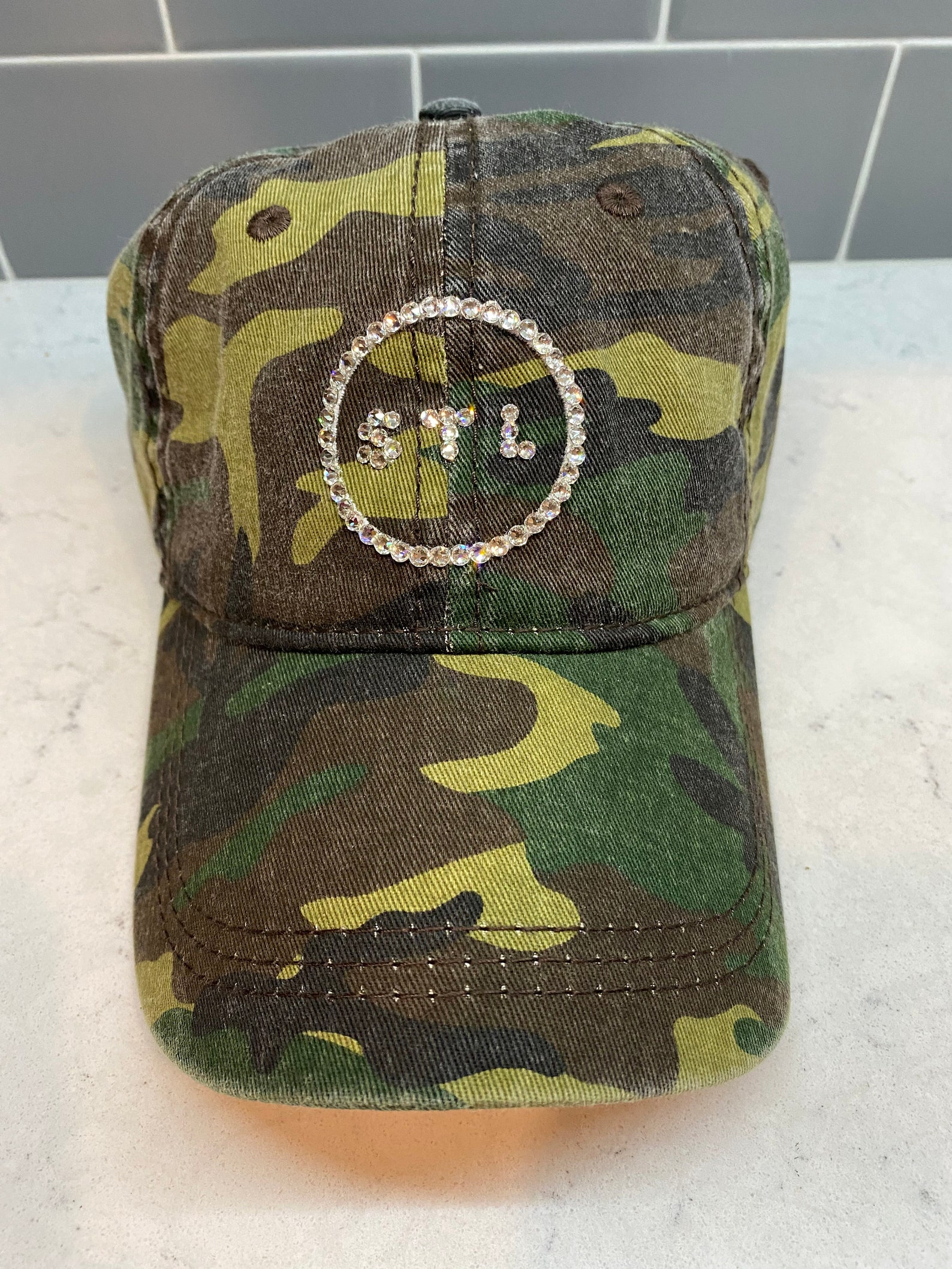 Camo Swarovski crystal STL hat STL hats blinged hats | Etsy