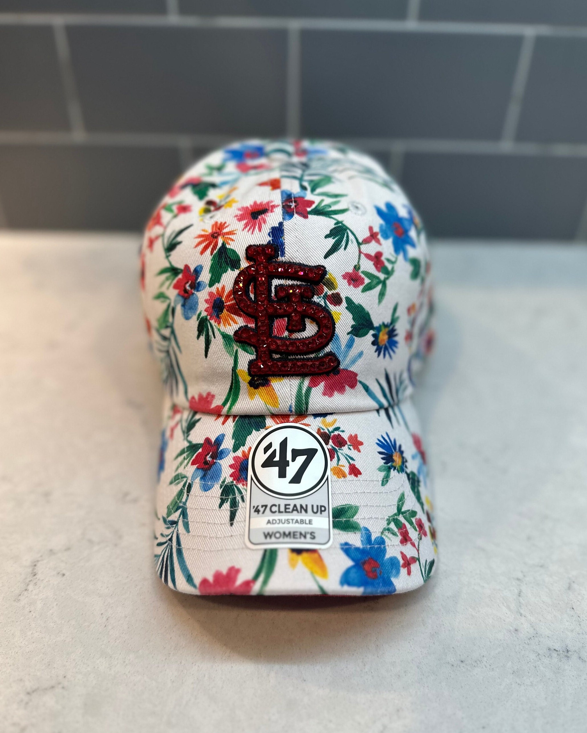 Floral STL Cardinals Bling Hat Austrian Crystals '47 