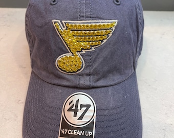 STL Blues Bling Hat - Austrian Crystal Hats - '47 Hudson Clean Up - Sparkle NHL Caps