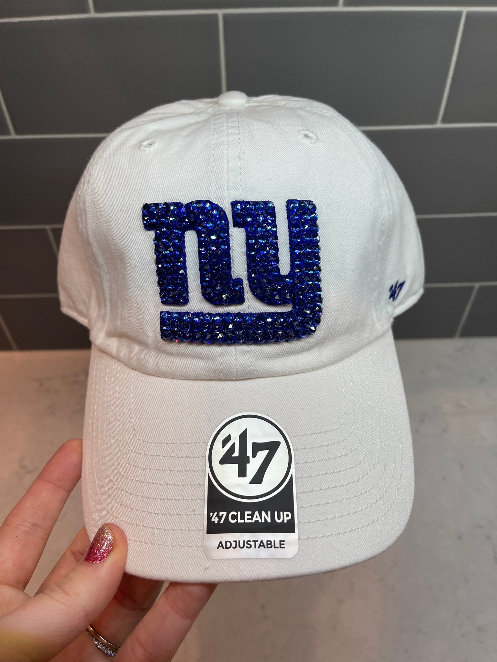 White NY Giants hat blinged with Swarovski Crystals Womens Etsy