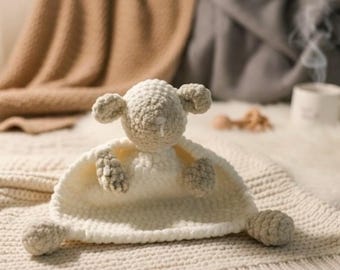 Crochet Lamb Lovey Blanket: Handmade Baby Security Blanket