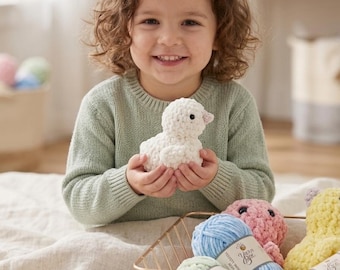Gehaakte pluche eend – Handgemaakt knuffeldier van chenille, aanpasbare decoratie voor de kinderkamer