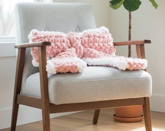 Giant Chunky Crochet Bow Pillow Cozy Dorm & Nursery Decor