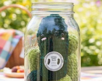 Crochet Emotional Support Pickle: Handmade Amigurumi Plushie Desk Pal