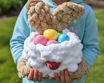 Crochet Bunny Easter Basket – Handmade Easter Basket for Kids & Spring Gifts