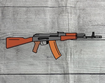 AK-74 Rifle solid wood sign wall art for bar, mancave, and game room decor