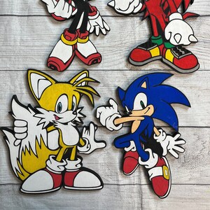 Sonic characters solid wood sign for game room and kids room decor