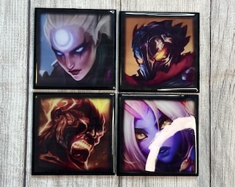 League of Legends epoxy resin wood coasters for game room, mancave, and more