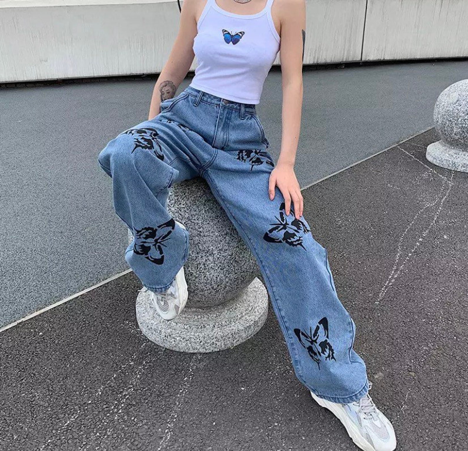 Y2K butterfly jeans Etsy