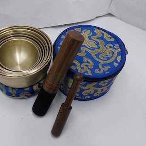 Bronze Set Handmade Singing Bowl Used For Meditation, Healing, Yoga, Balancing Chakra And Relieve From Stress