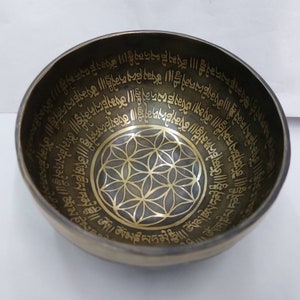 7 Inch Flower of life Carved Singing Bowl Used For Meditation, Healing, Yoga, Balancing Chakra And Relieve From Stress