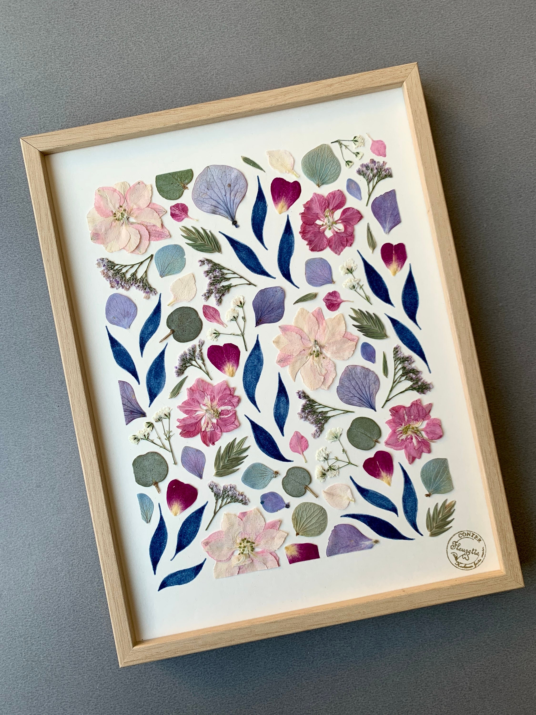 Herbier Encadré, Herbier Fleurs Feuilles Séchées, Herbarium, Cadre Herbier, Végétale, Fait à La Main