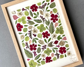 Framed herbarium from dried flowers and leaves, Handmade in France, Conter Fleurette