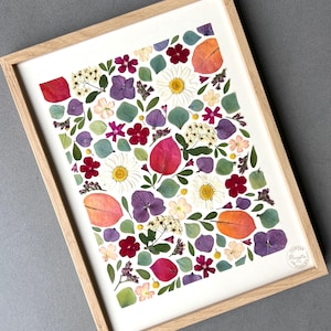 Framed herbarium, dried flower and leaf herbarium, herbarium frame, plant frame, handmade in France, Conter Fleurette
