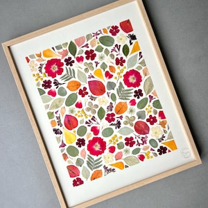 Framed herbarium, dried flower and leaf herbarium, herbarium frame, plant frame, handmade in France, Conter Fleurette