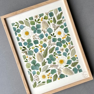 Framed herbarium, dried flower and leaf herbarium, herbarium frame, plant frame, handmade in France, Conter Fleurette