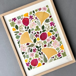 Framed herbarium, dried flower and leaf herbarium, herbarium frame, plant frame, handmade in France, Conter Fleurette