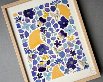 Framed herbarium, dried flower and leaf herbarium, herbarium frame, plant frame, handmade in France, Conter Fleurette