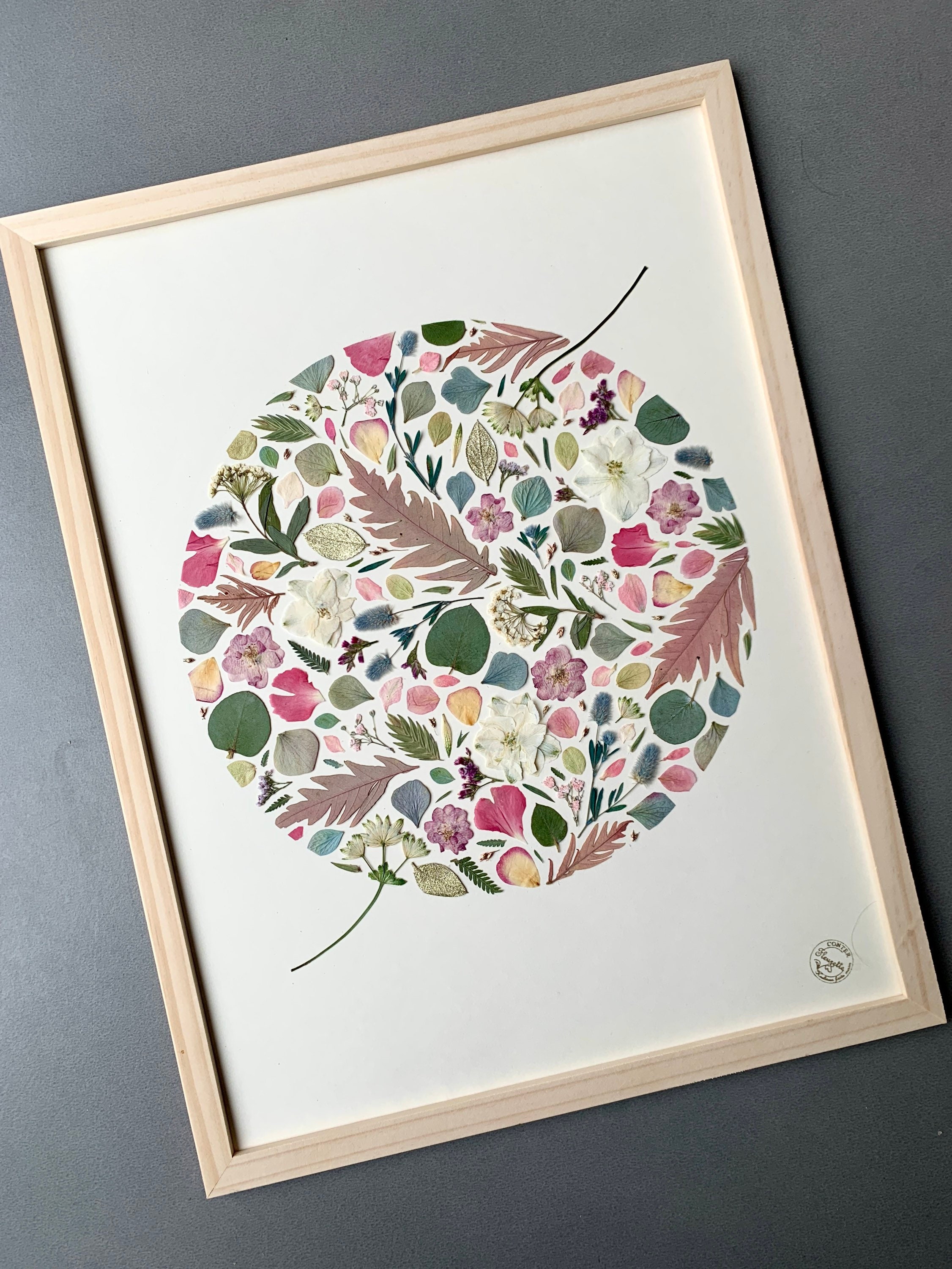 Herbier Encadré, Herbier Fleurs Feuilles Séchées, Herbarium, Cadre Herbier, Végétale, Fait à La Main
