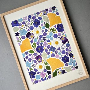 Framed herbarium, dried flower and leaf herbarium, herbarium frame, plant frame, handmade in France, Conter Fleurette
