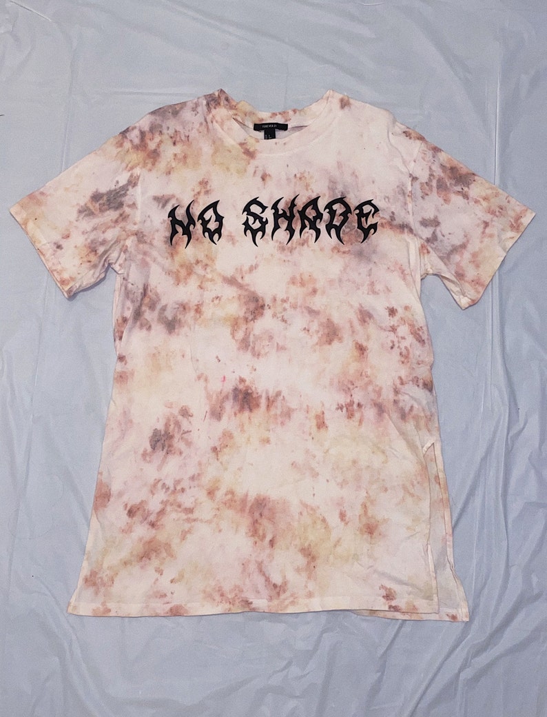 DIY bleach dyed \u201cNo Shade\u201d oversized graphic tee
