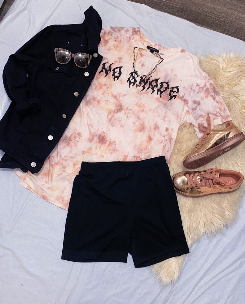 DIY bleach dyed \u201cNo Shade\u201d oversized graphic tee