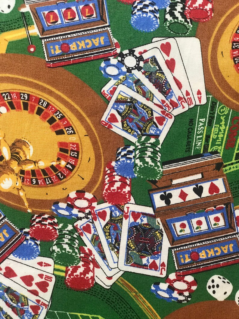Casino Cotton Fabric Gambling Fabric Poker Cards Etsy