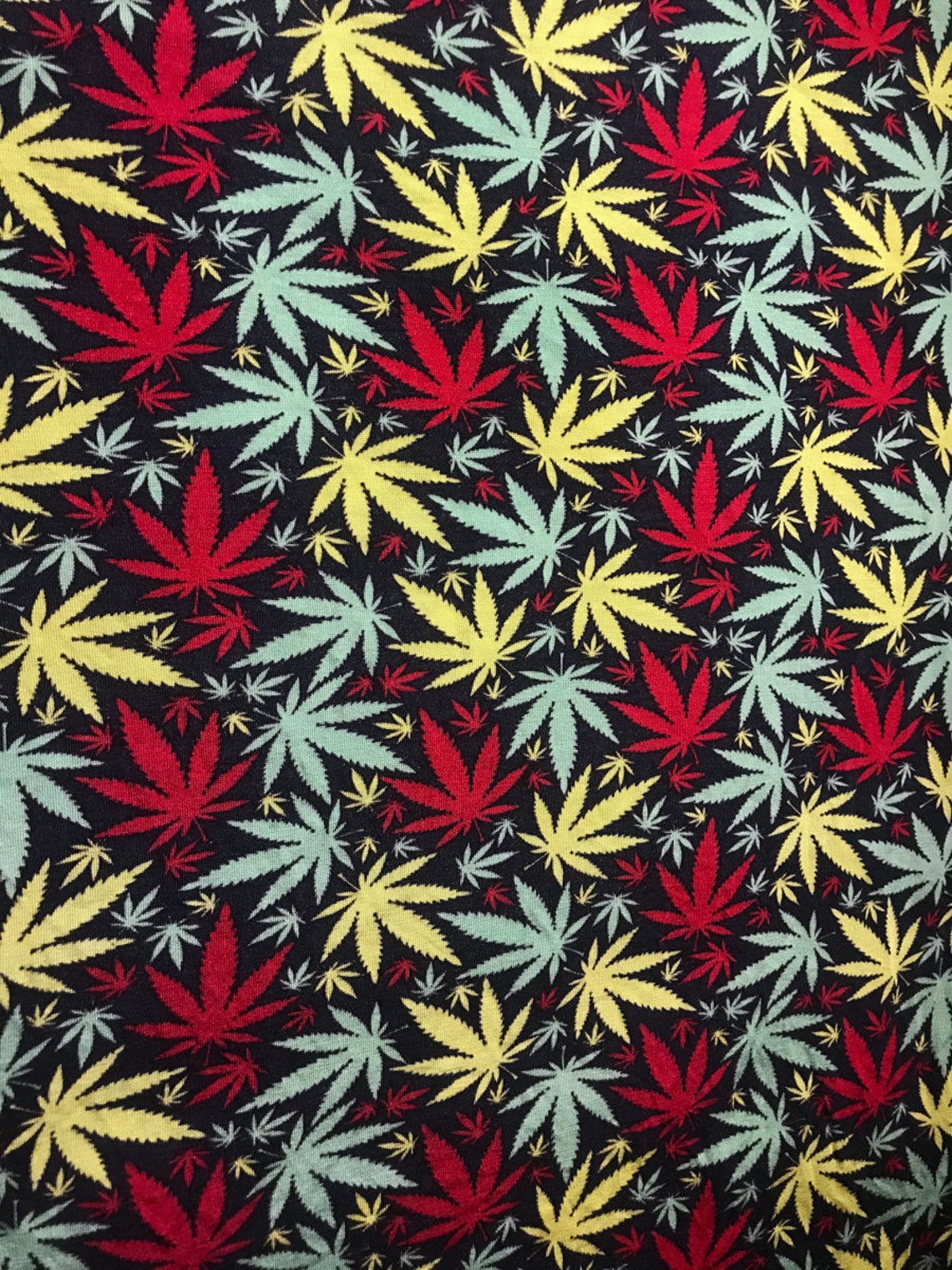 Marijuana cannabis leaf fabric in Green/Black/red/yellow | Etsy