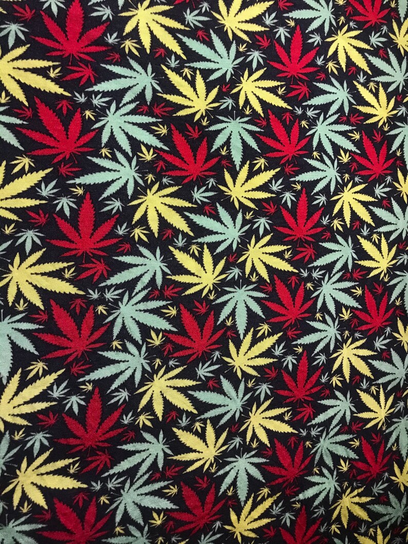 Marijuana cannabis leaf fabric in Green/Black/red/yellow | Etsy