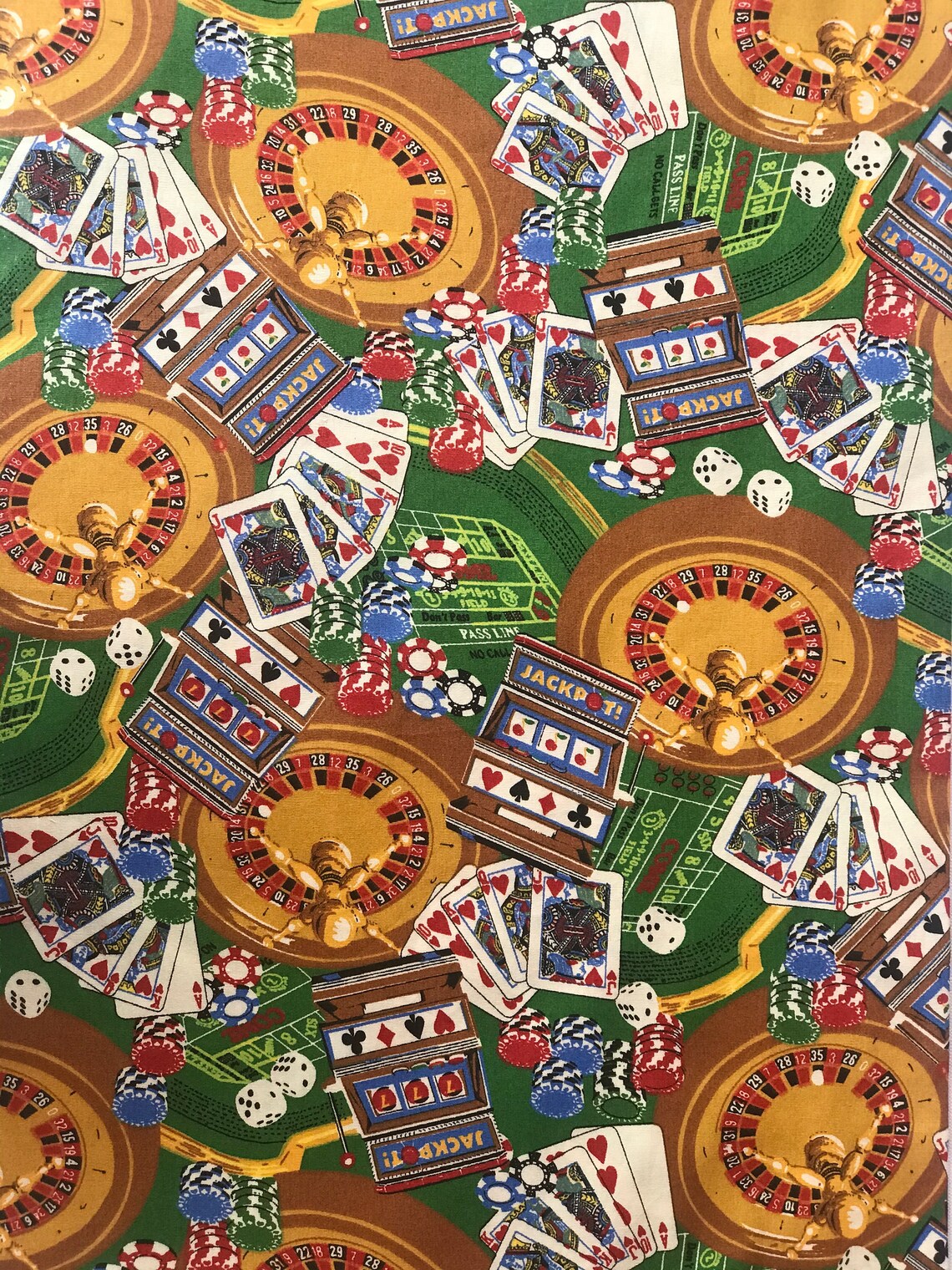 Casino Cotton Fabric Gambling Fabric Poker Cards Etsy