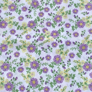 Spring Flower Fabric, Small purple and yellow flower, Floral Print, Premium Poly Cotton fabric, Fabric for Masks,  Poly cotton, By the Yard