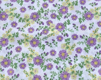 Spring Flower Fabric, Small purple and yellow flower, Floral Print, Premium Poly Cotton fabric, Fabric for Masks,  Poly cotton, By the Yard