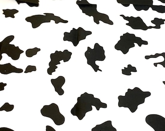 Cow Print Cotton Fabric – Black and White Animal Pattern, Quilting Apparel