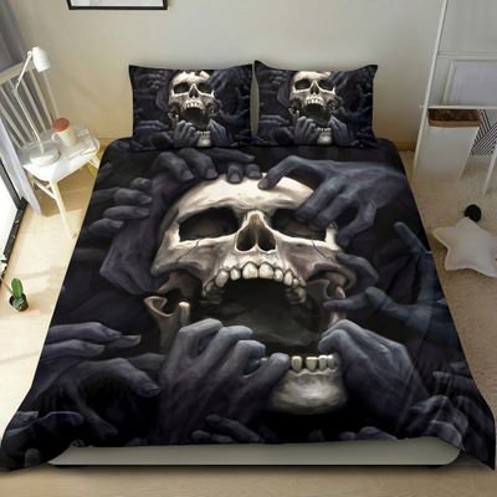 Dark Skull Duvet Bedding Cover Set Coziness duvet bedding | Etsy