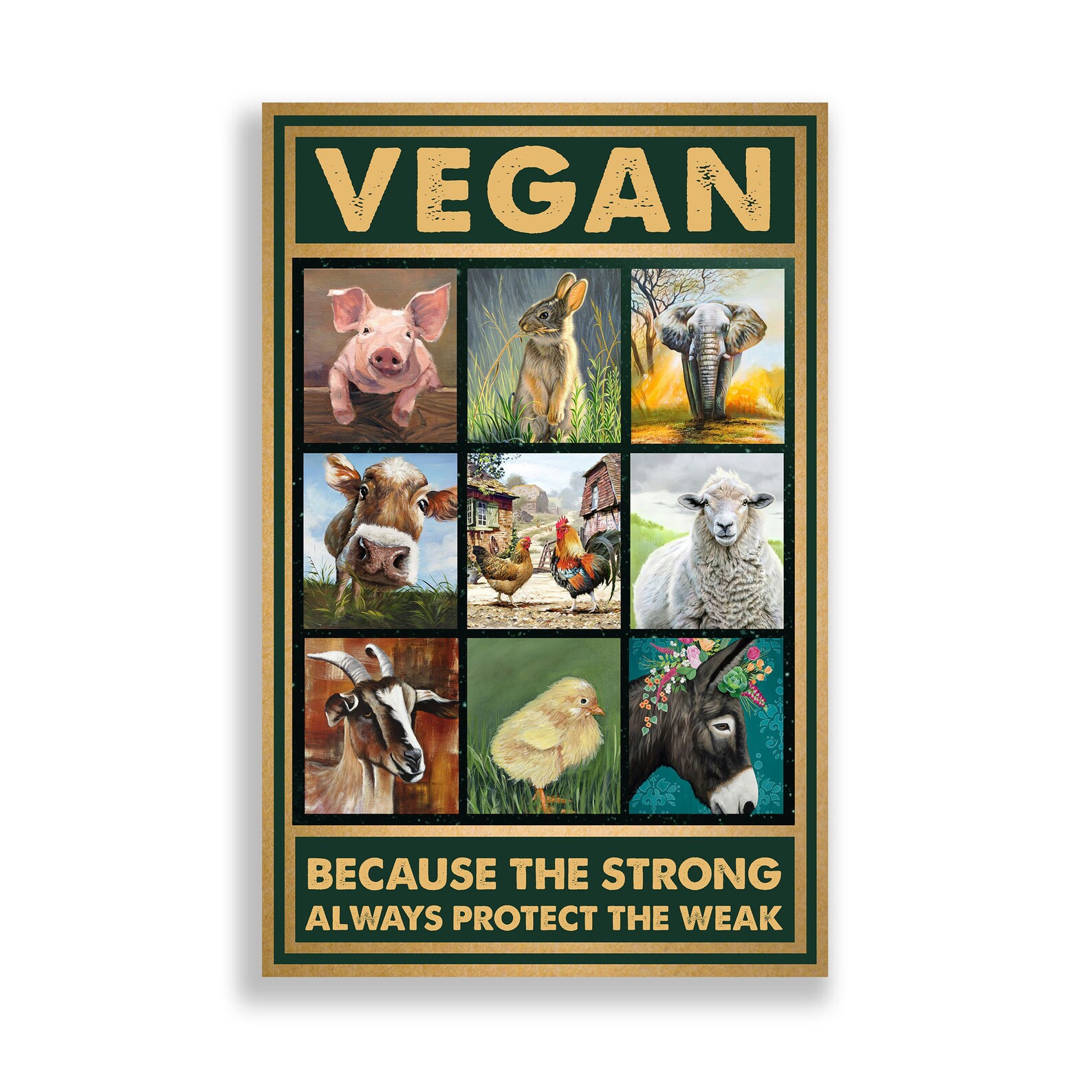 Vegan Poster The Strong Always Protect The Weak Vegan Animal Etsy