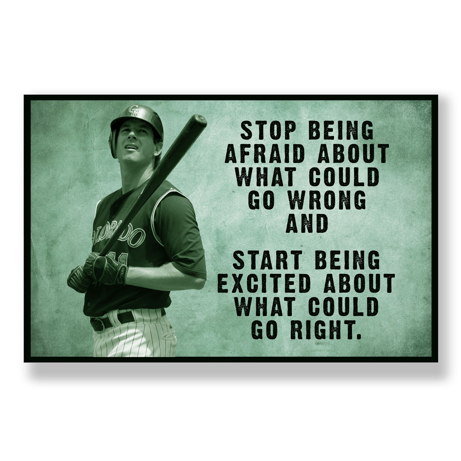 Baseball Player Stop Being Afraid Poster Baseball Batter Wall Etsy
