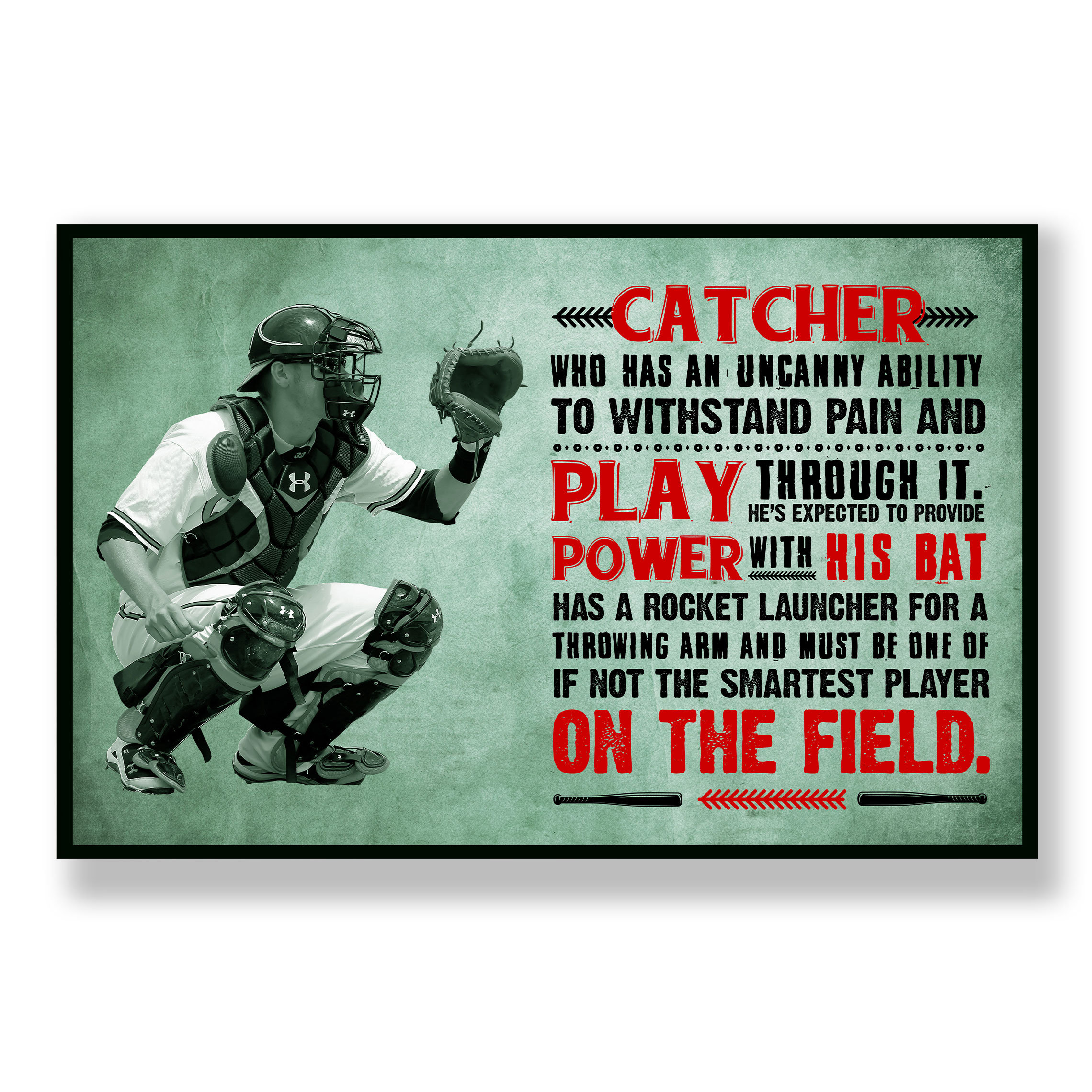 Baseball Catcher Poster Baseball Fans Gifts Baseball Player Etsy