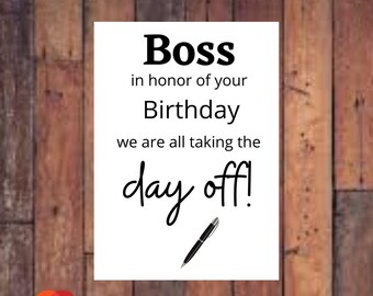 Boss birthday card | Etsy