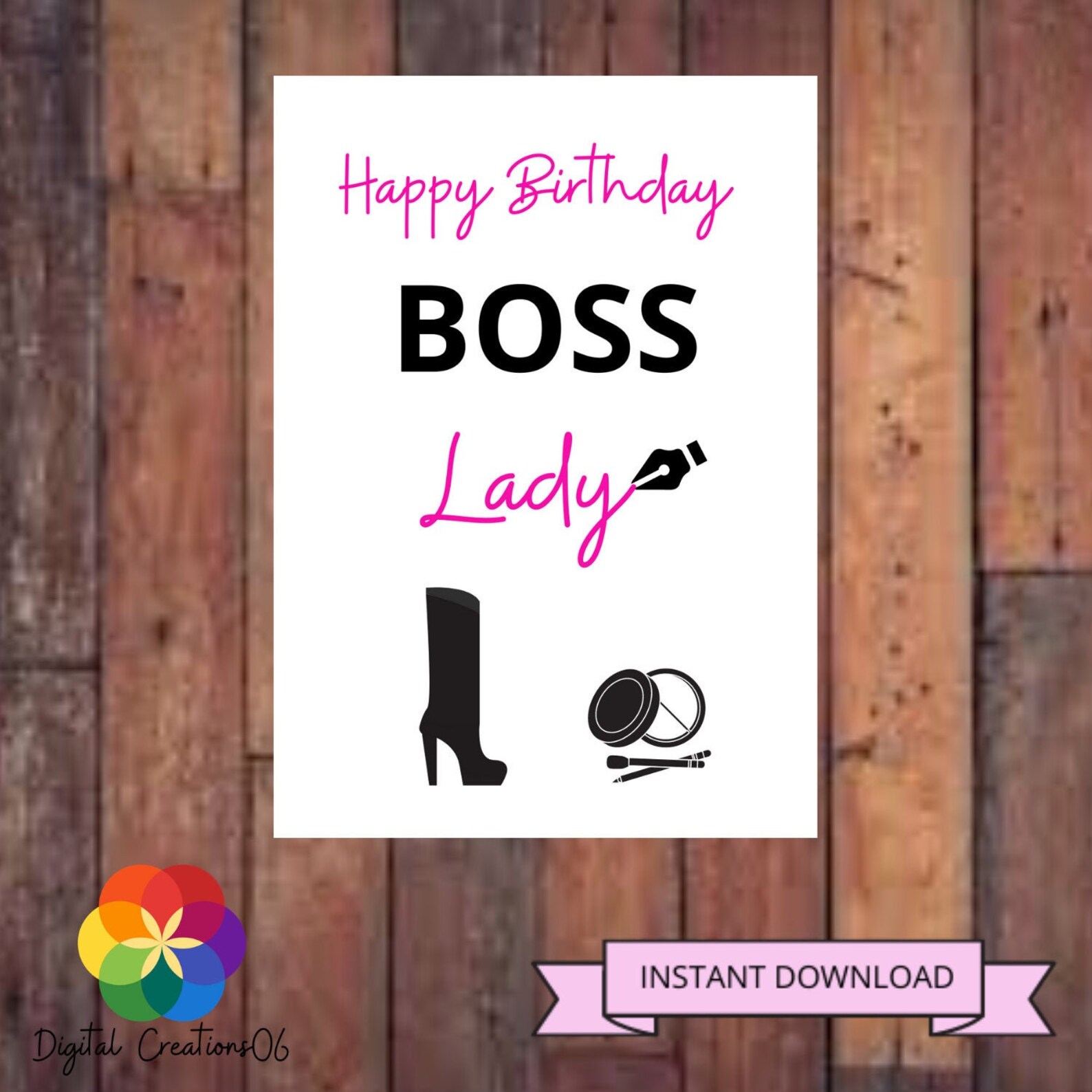 printable boss lady birthday card boss card boss etsy