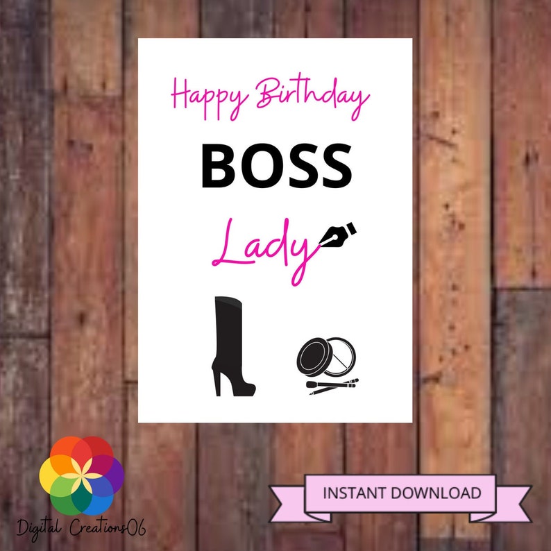 Printable Boss Lady Birthday Card Boss Card Boss | Etsy