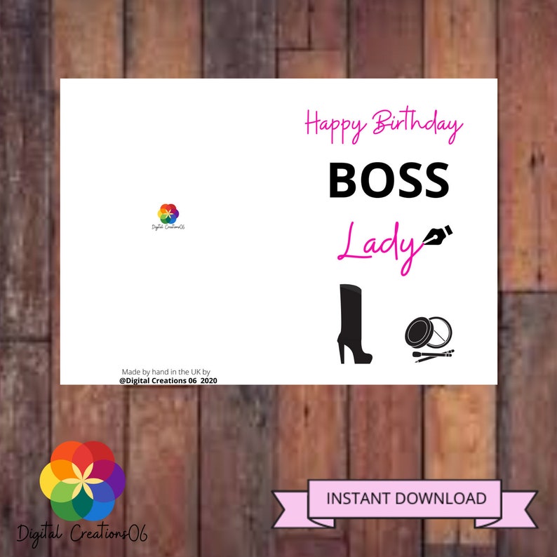 printable boss lady birthday card boss card boss etsy