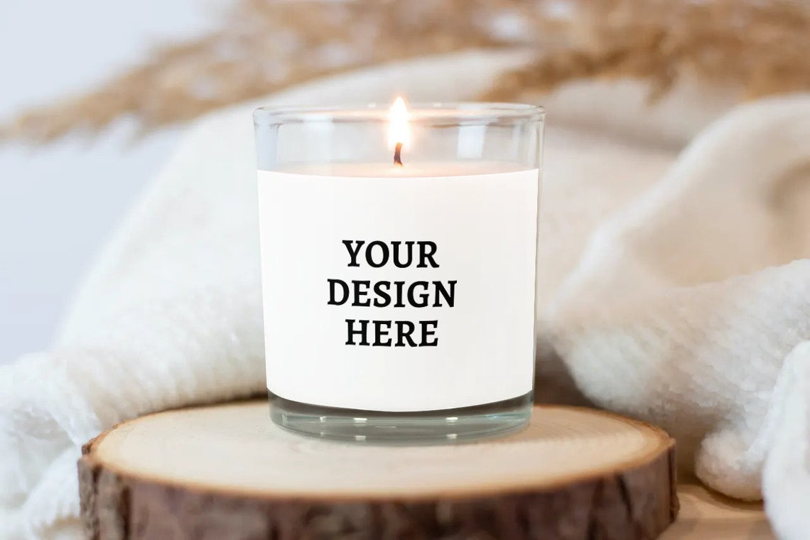 White Jar candle mockup stock photo label mockup 9oz
