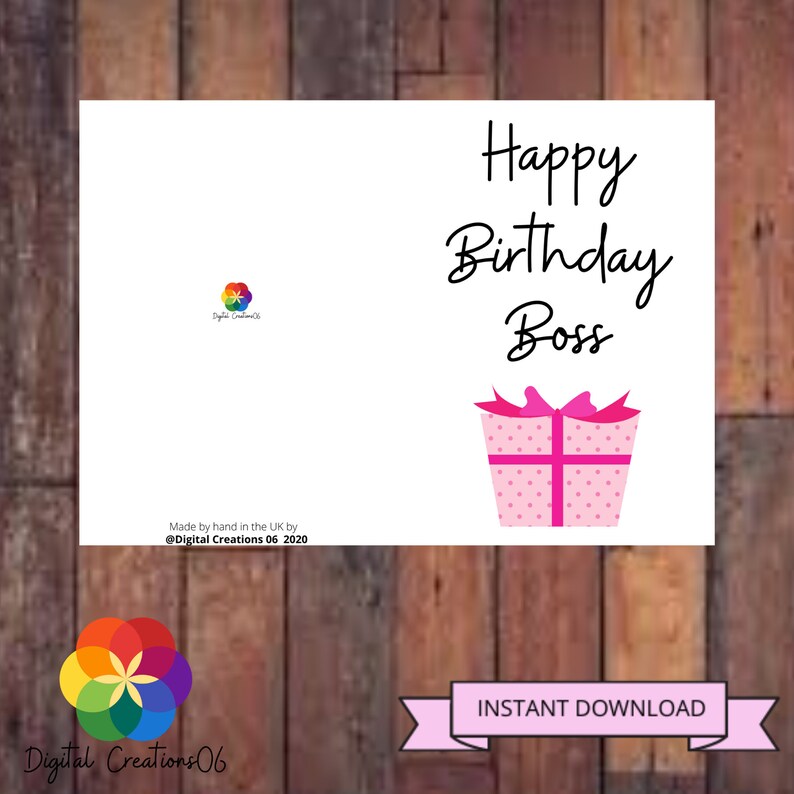 Printable boss birthday card boss card boss cardbirthday | Etsy