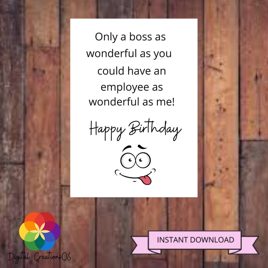 printable funny boss birthday card boss card boss etsy